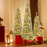 4/5/6 英尺人造圣诞树 3 件套，带逼真积雪 4/5/6 Feet Artificial Christmas Tree Set of 3 with Realistic Accumulated Snow