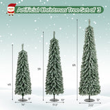 4/5/6 英尺人造圣诞树 3 件套，带逼真积雪 4/5/6 Feet Artificial Christmas Tree Set of 3 with Realistic Accumulated Snow