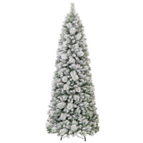 7 英尺植绒圣诞树，配有松针和 LED 灯 7 Feet Flocked Christmas Tree with Pine Needles and LED Lights