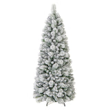 6 英尺植绒圣诞树，配有松针和 LED 灯 6 Feet Flocked Christmas Tree with Pine Needles and LED Lights