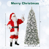 7 英尺植绒圣诞树，配有松针和 LED 灯 7 Feet Flocked Christmas Tree with Pine Needles and LED Lights