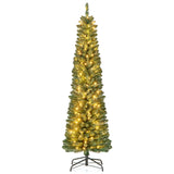 带记忆线分支头和温暖 LED 灯的铅笔圣诞树 - 6 英尺 Pencil Christmas Tree with Memory Wire Branch Tips and Warm  LED Lights-6FT