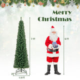 带记忆线分支头和温暖 LED 灯的铅笔圣诞树 - 7 英尺 Pencil Christmas Tree with Memory Wire Branch Tips and Warm  LED Lights-7FT