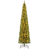 带记忆线分支头和温暖 LED 灯的铅笔圣诞树 - 8 英尺 Pencil Christmas Tree with Memory Wire Branch Tips and Warm  LED Lights-8FT