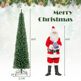 带记忆线分支头和温暖 LED 灯的铅笔圣诞树 - 8 英尺 Pencil Christmas Tree with Memory Wire Branch Tips and Warm  LED Lights-8FT