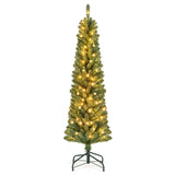 带记忆线分支头和温暖 LED 灯的铅笔圣诞树 - 5 英尺 Pencil Christmas Tree with Memory Wire Branch Tips and Warm  LED Lights-5FT