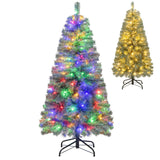 预亮蓝色人造圣诞树超薄，带 9 种照明模式 - 4.5 英尺 Pre-Lit Blue Artificial Christmas Tree Slim with 9 Lighting Modes-4.5 ft