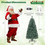 预亮蓝色人造圣诞树超薄，带 9 种照明模式 - 4.5 英尺 Pre-Lit Blue Artificial Christmas Tree Slim with 9 Lighting Modes-4.5 ft