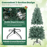 预亮蓝色人造圣诞树超薄，带 9 种照明模式 - 4.5 英尺 Pre-Lit Blue Artificial Christmas Tree Slim with 9 Lighting Modes-4.5 ft