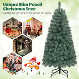 预亮蓝色人造圣诞树超薄，带 9 种照明模式 - 4.5 英尺 Pre-Lit Blue Artificial Christmas Tree Slim with 9 Lighting Modes-4.5 ft