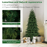 人造圣诞树绿色铰接节日树，带 721/1019 茂密的树枝尖端 - 6 英尺 Artificial Christmas Tree Green Hinged Holiday Tree with 721/1019 Lush Branch Tips-6 ft