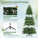 人造圣诞树绿色铰接节日树，带 721/1019 茂密的树枝尖端 - 6 英尺 Artificial Christmas Tree Green Hinged Holiday Tree with 721/1019 Lush Branch Tips-6 ft