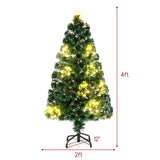 带顶星和树枝尖的预照明人造圣诞树 - 4 英尺 Pre-Lit Artificial Xmas Tree with Top Star and Branch Tips-4 FT