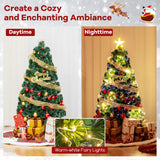 带顶星和树枝尖的预照明人造圣诞树 - 4 英尺 Pre-Lit Artificial Xmas Tree with Top Star and Branch Tips-4 FT