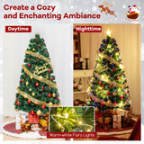 带顶星和树枝尖的预照明人造圣诞树 - 5 英尺 Pre-Lit Artificial Xmas Tree with Top Star and Branch Tips-5 FT