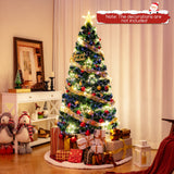 带顶星和树枝尖的预照明人造圣诞树 - 6 英尺 Pre-Lit Artificial Xmas Tree with Top Star and Branch Tips-6 FT