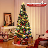 带顶星和树枝尖的预照明人造圣诞树 - 7 英尺 Pre-Lit Artificial Xmas Tree with Top Star and Branch Tips-7 FT