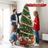 带顶星和树枝尖的预照明人造圣诞树 - 7 英尺 Pre-Lit Artificial Xmas Tree with Top Star and Branch Tips-7 FT