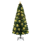 带顶星和树枝尖的预照明人造圣诞树 - 7 英尺 Pre-Lit Artificial Xmas Tree with Top Star and Branch Tips-7 FT