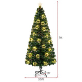 带顶星和树枝尖的预照明人造圣诞树 - 7 英尺 Pre-Lit Artificial Xmas Tree with Top Star and Branch Tips-7 FT