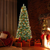 5/7.5/9 英尺预亮人造圣诞树，带 453/1096/1416 PVC 和松针-L 5/7.5/9 FT Pre-Lit Artificial Christmas Tree with 453/1096/1416 PVC and Pine Needles-L