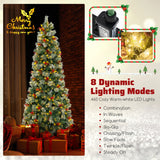 5/7.5/9 英尺预亮人造圣诞树，带 453/1096/1416 PVC 和松针-L 5/7.5/9 FT Pre-Lit Artificial Christmas Tree with 453/1096/1416 PVC and Pine Needles-L