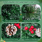 5/6/7 英尺人造圣诞树，配有红色浆果和煤油灯 - 7 英尺 5/6/7 Feet Artificial Christmas Tree with Red Berries and Kerosene Lamps-7 ft