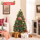 5 英尺人造圣诞树，配有红色浆果和煤油灯 5 Feet Artificial Christmas Tree with Red Berries and Kerosene Lamps