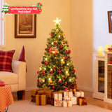 5 英尺人造圣诞树，配有红色浆果和煤油灯 5 Feet Artificial Christmas Tree with Red Berries and Kerosene Lamps