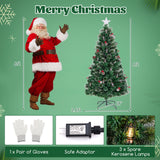 5/6/7 英尺人造圣诞树，配有红色浆果和煤油灯 - 6 英尺 5/6/7 Feet Artificial Christmas Tree with Red Berries and Kerosene Lamps-6 ft