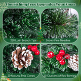 5/6/7 英尺人造圣诞树，配有红色浆果和煤油灯 - 6 英尺 5/6/7 Feet Artificial Christmas Tree with Red Berries and Kerosene Lamps-6 ft