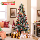 7 英尺植绒圣诞树，带 8 种照明模式 7 FT Flocked Christmas Tree with 8 Lighting Modes