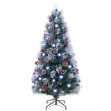 7 英尺植绒圣诞树，带 8 种照明模式 7 FT Flocked Christmas Tree with 8 Lighting Modes