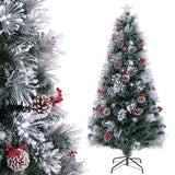 7 英尺植绒圣诞树，带 8 种照明模式 7 FT Flocked Christmas Tree with 8 Lighting Modes