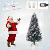 7 英尺植绒圣诞树，带 8 种照明模式 7 FT Flocked Christmas Tree with 8 Lighting Modes