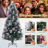 7 英尺植绒圣诞树，带 8 种照明模式 7 FT Flocked Christmas Tree with 8 Lighting Modes