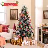 6 英尺植绒圣诞树，带 8 种照明模式 6 FT Flocked Christmas Tree with 8 Lighting Modes