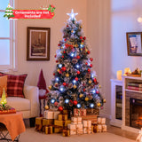 6 英尺植绒圣诞树，带 8 种照明模式 6 FT Flocked Christmas Tree with 8 Lighting Modes