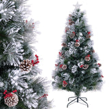 6 英尺植绒圣诞树，带 8 种照明模式 6 FT Flocked Christmas Tree with 8 Lighting Modes