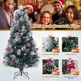 6 英尺植绒圣诞树，带 8 种照明模式 6 FT Flocked Christmas Tree with 8 Lighting Modes