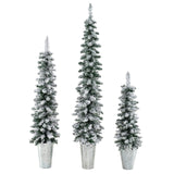 3 件套预点燃雪植绒人造圣诞树，带 423 个树枝尖 Set of 3 Pre-Lit Snow Flocked Artificial Christmas Trees witrh 423 Branch Tips