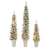 3 件套预点燃雪植绒人造圣诞树，带 423 个树枝尖 Set of 3 Pre-Lit Snow Flocked Artificial Christmas Trees witrh 423 Branch Tips