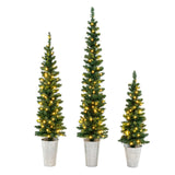 3 件套预亮人造圣诞树，配有 230 颗暖白色 LED 灯 Set of 3 Pre-Lit Artificial Christmas Trees with 230 Warm White LED Lights