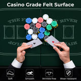 72英寸可折叠扑克桌8人便携式椭圆形纸牌游戏桌-绿色 72 Inch Foldable Poker Table for 8 Players Portable Oval Card Board Game Table-Green