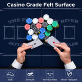 72 英寸可折叠扑克桌 8 人便携式椭圆形纸牌游戏桌 - 蓝色 72 Inch Foldable Poker Table for 8 Players Portable Oval Card Board Game Table-Blue