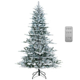 7 英尺雪绒人造圣诞树，带冷白色 LED 灯 7 Feet Snow Flocked Artificial Christmas Tree with Cool White LED Lights