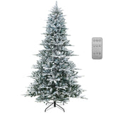 8 英尺雪花人造圣诞树，带冷白色 LED 灯 8 Feet Snow Flocked Artificial Christmas Tree with Cool White LED Lights