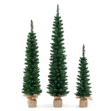 3 件套预亮人造圣诞树，带 415 个绿色树枝尖 Set of 3 Pre-Lit Artificial Christmas Trees with 415 Green Branch Tips