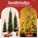 3 件套预亮人造圣诞树，带 415 个绿色树枝尖 Set of 3 Pre-Lit Artificial Christmas Trees with 415 Green Branch Tips