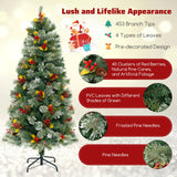 5/7.5/9 英尺预亮人造圣诞树，带 453/1096/1416 PVC 和松针-S 5/7.5/9 FT Pre-Lit Artificial Christmas Tree with 453/1096/1416 PVC and Pine Needles-S